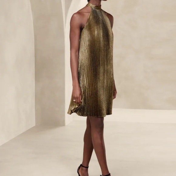 Gold lame learned mini dress - Picture 1 of 3